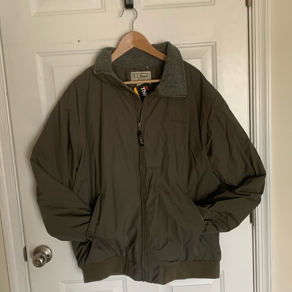 L. L. Bean dark green full zip pocket jacket.